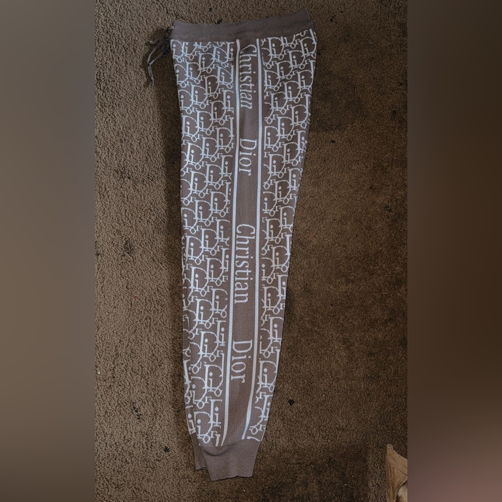 Dior Brown and White Logo Knit pants